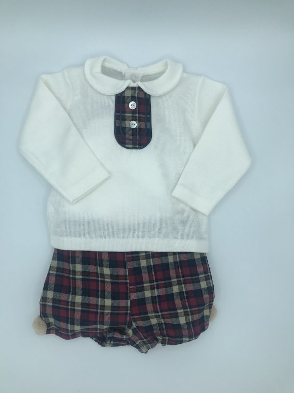 Imagen conjunto bebé niño con pololo escocés calamaro