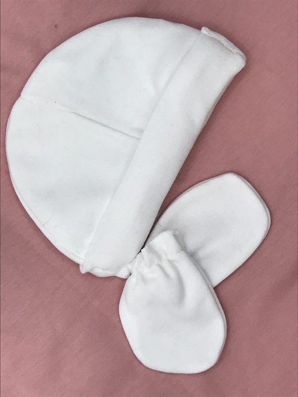 Imagen gorro y manopla algodón recién nacido