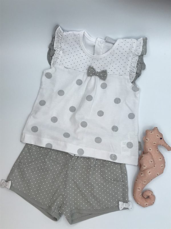 Imagen short y camiseta bebé niña lunares y puntitos