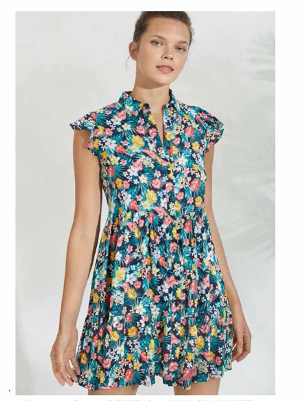 Imagen vestido mujer camisero estampado floral YM