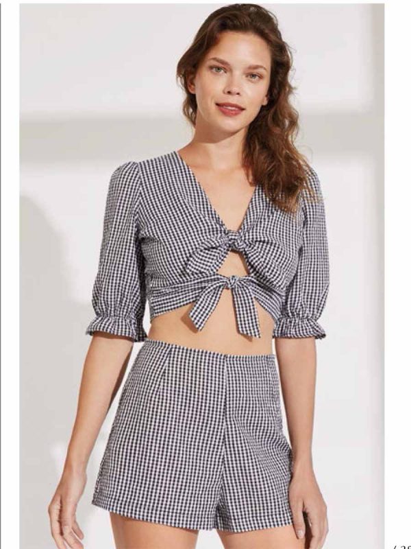 Imagen top y short mujer vichy Ysabel Mora